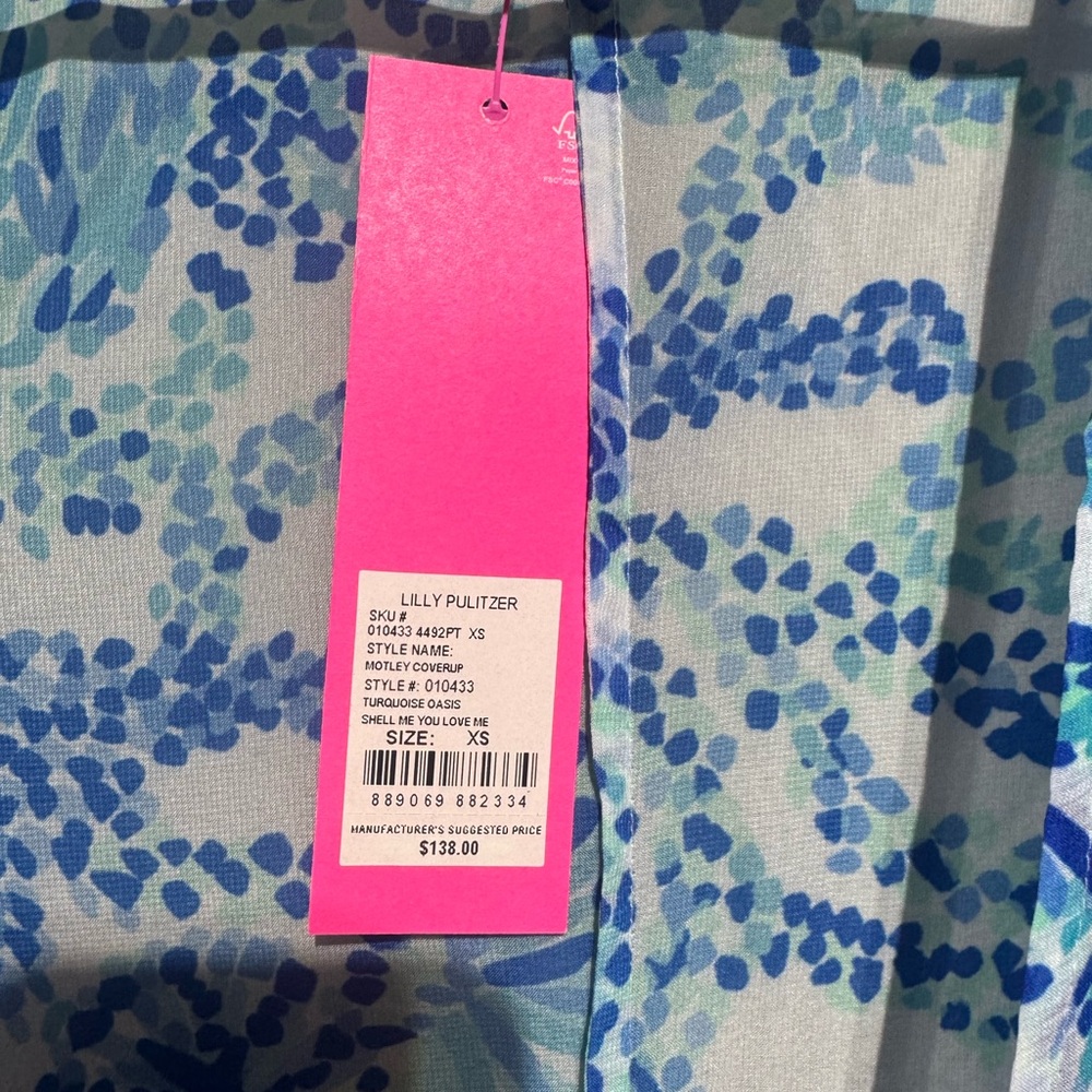 Lilly Pulitzer Motley Turquoise Oasis, Shell me you love me Cover Up XS - Picture 2 of 3